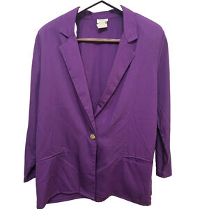 Vtg Womens Bobbie Brooks Blazer 16 Purple 90s Professional Chic Casual Academia
